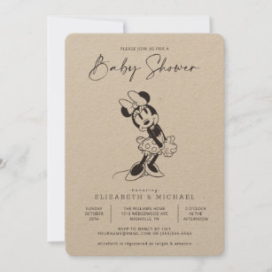 Simple Modern Minnie Mouse Baby Shower Invitation