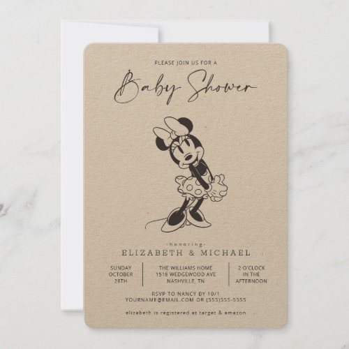 Vintage Minnie Mouse Baby Shower Invitation