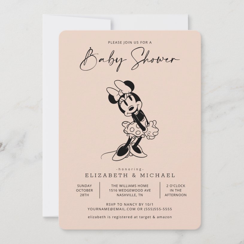 Vintage Minnie Mouse Baby Shower Invitation