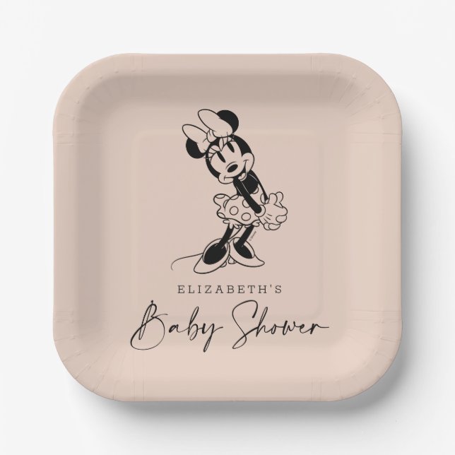 Vintage Minnie Mouse Baby Shower Paper Plates (Front)