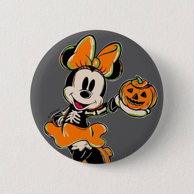 Vintage Minnie Mouse Skeleton Costume Button (Front)