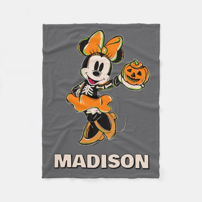 Vintage Minnie Mouse Skeleton Costume Fleece Blanket (Front)