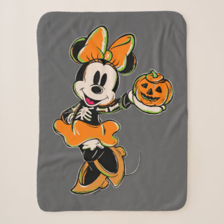 Vintage Minnie Mouse Skeleton Costume Sherpa Blanket