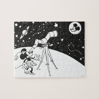 Vintage Minnie Viewing Mickey on the Moon Jigsaw Puzzle