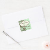 Vintage Mint, Brown Scrolls 1.5" Wedding Sticker (Envelope)