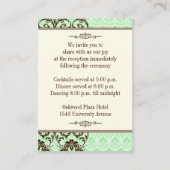 Vintage Mint, Brown Scrolls Wedding Enclosure Card (Back)