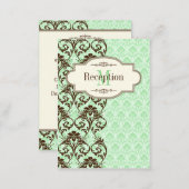Vintage Mint, Brown Scrolls Wedding Enclosure Card (Front/Back)
