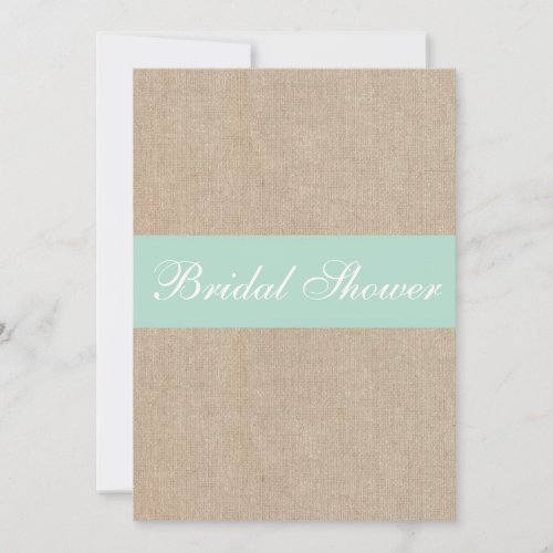 Vintage Mint Burlap Bridal Shower Invitation