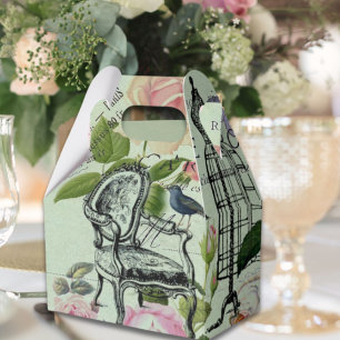Vintage Mint French Pink Rose Paris Party Favor Boxes