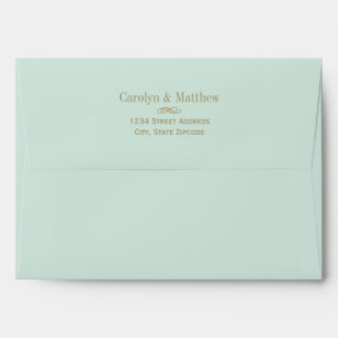 Vintage Mint Green Antique Gold Wedding Envelope