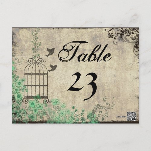 Vintage Mint Green Birdcage Table Numbers