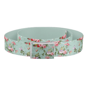 Vintage Mint Green Floral Design Belt