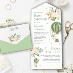 Vintage Mint Green Hot Air Balloon Baby Shower All In One Invitation at Zazzle