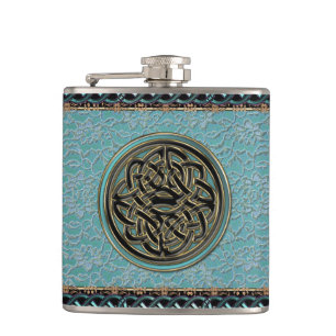 Vintage Mint Green Lace with Celtic Knot Flask