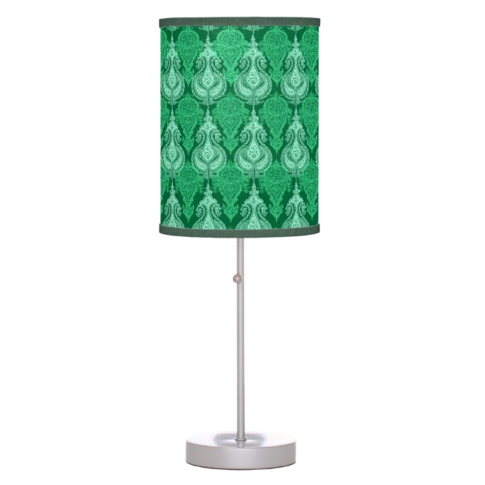 Vintage mint green paisley pattern table lamp
