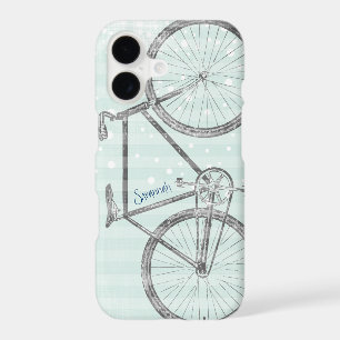 Vintage Mint Green Retro Bicycle Stripe Pattern iPhone 17 Case