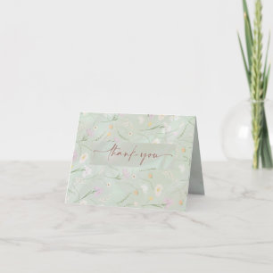 Vintage Mint Peony Bridal Shower Tea Party Letterpress Thank You Card
