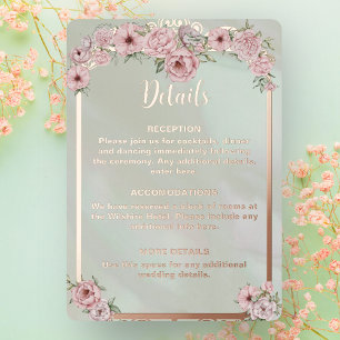 Vintage Mint Peony Wedding Foil Enclosure Card