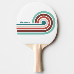 Vintage Mint Rainbow Stripes with Name Ping Pong Paddle