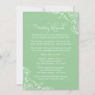 Vintage Mint Scrolls Wedding Rehearsal and Dinner Invitation