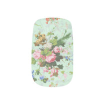 Vintage mint shabby floral chic rose flower patter minx nail wraps Vintage mint shabby floral chic rose flower patter minx nail wraps