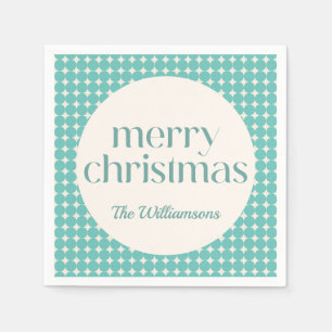 Vintage Mint Teal Green Geometric Dots Custom Napkins