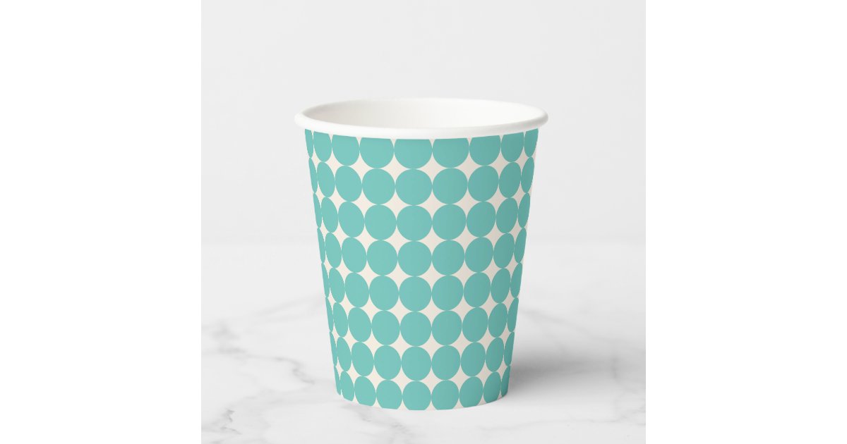 Vintage Mint Teal Green Geometric Dots Pattern Paper Cups | Zazzle
