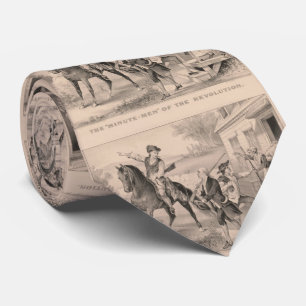 Vintage Minutemen of The Revolution Illustration Neck Tie