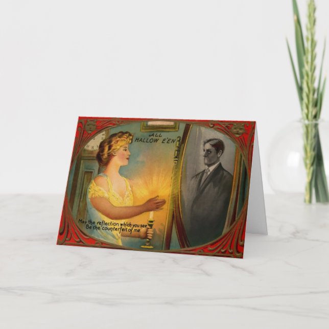 Vintage Mirror Halloween Card (Front)