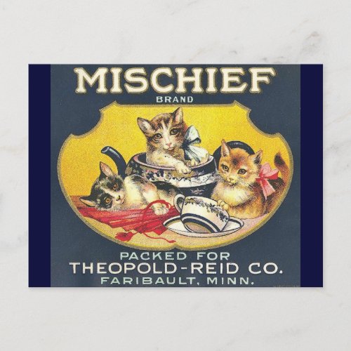 Vintage Mischief Brand Label Postcard