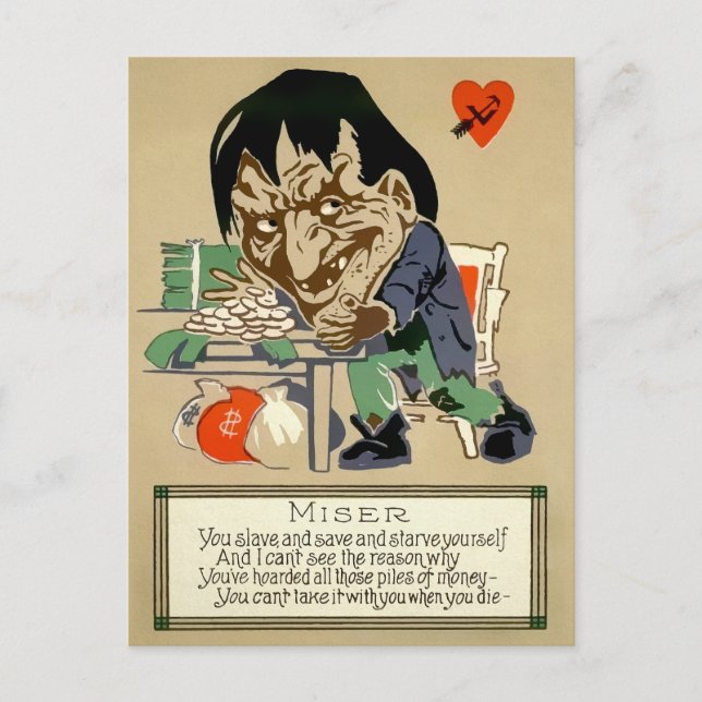 Vintage Miser Postcard (Front)