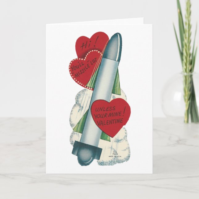Vintage "Missile" Valentine Holiday Card (Front)