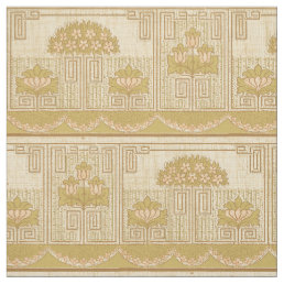 Vintage Mission Style Floral &amp; Key Pattern Frieze Fabric