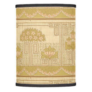 Vintage Mission Style Floral & Key Pattern Frieze Lamp Shade