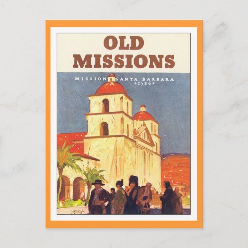 Vintage Missions Santa Barbara Postcard