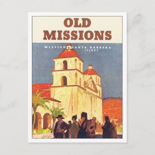 Vintage Missions Santa Barbara Postcard