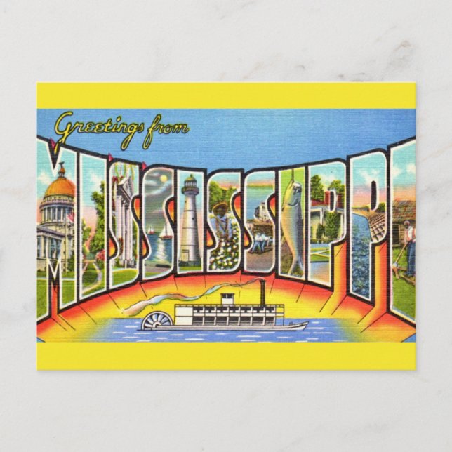 Vintage Mississippi Greetings  Postcard (Front)