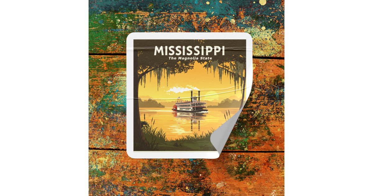 Ms Labonz Sticker Vintage Mississippi Square Sticker | Zazzle
