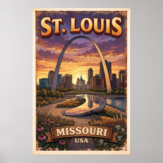 Vintage Missouri Gateway Arch Poster (Front)