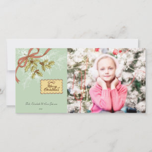 Vintage Mistletoe Art Christmas Photo Card