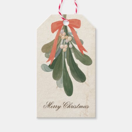 Vintage Mistletoe Holiday Gift Tags