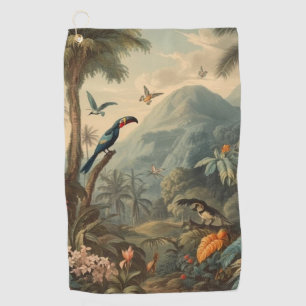 Vintage Misty Mountain Toucan Botanical Golf Towel
