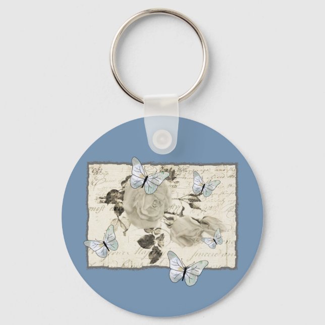 Vintage mit Schmetterlingen  Keychain (Front)