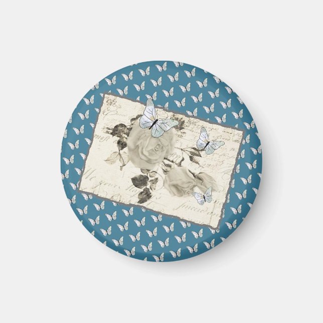 Vintage mit Schmetterlingen Magnet (Front)