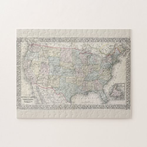 Vintage Mitchell Map of the United States 1867 Jigsaw Puzzle