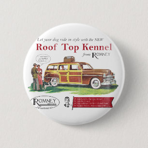 Vintage Mitt Romney Dog Retro Ad Button