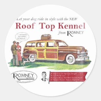 Vintage Mitt Romney Dog Retro Ad Classic Round Sticker by colorhouse at Zazzle
