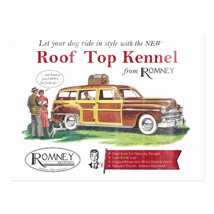 Vintage Mitt Romney Dog Retro Ad Postcard Zazzle Com