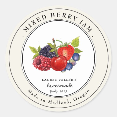 Vintage Mixed Berry Jam jar Canning label