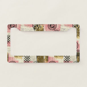 Vintage Mixed-Media Collage - Distressed Paper License Plate Frame